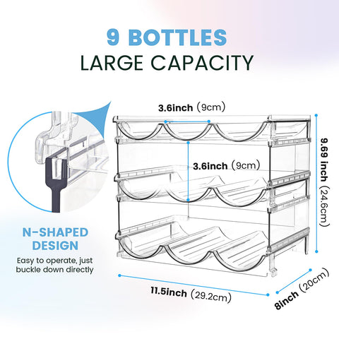 Spospo stackable bottle holder for kitchen shelves keeps bottles vertical and easy to grab