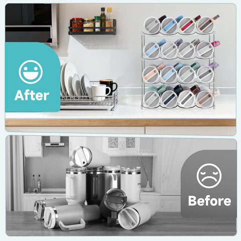 Spospo four-layer tumbler organizer maximizes vertical storage in cabinets
