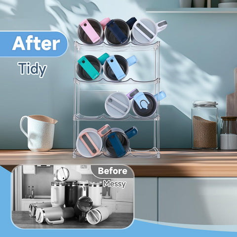 Spospo water bottle holder on kitchen counter for clutter-free storage
