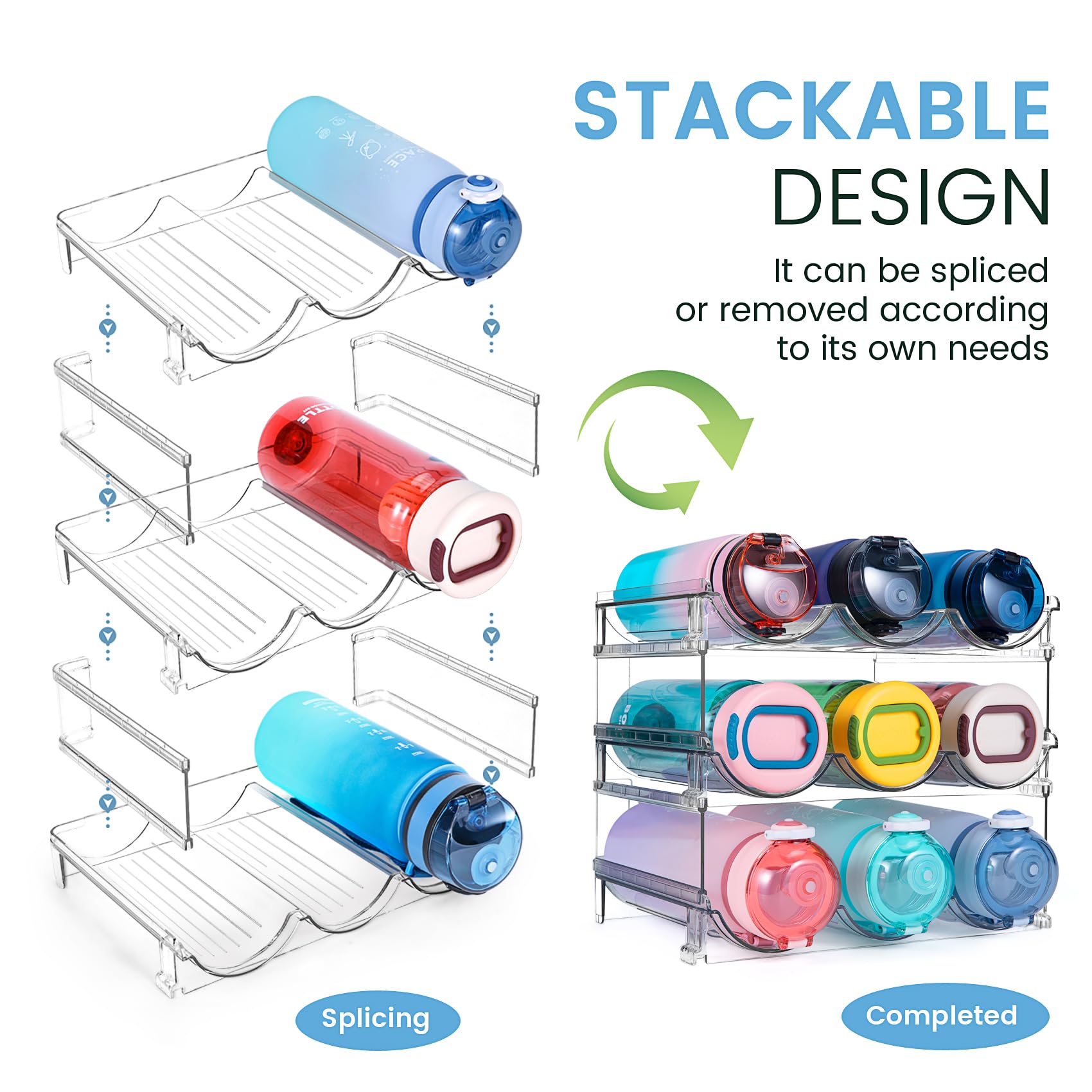Spospo fridge rack displays bottles clearly, saving fridge space and reducing clutter