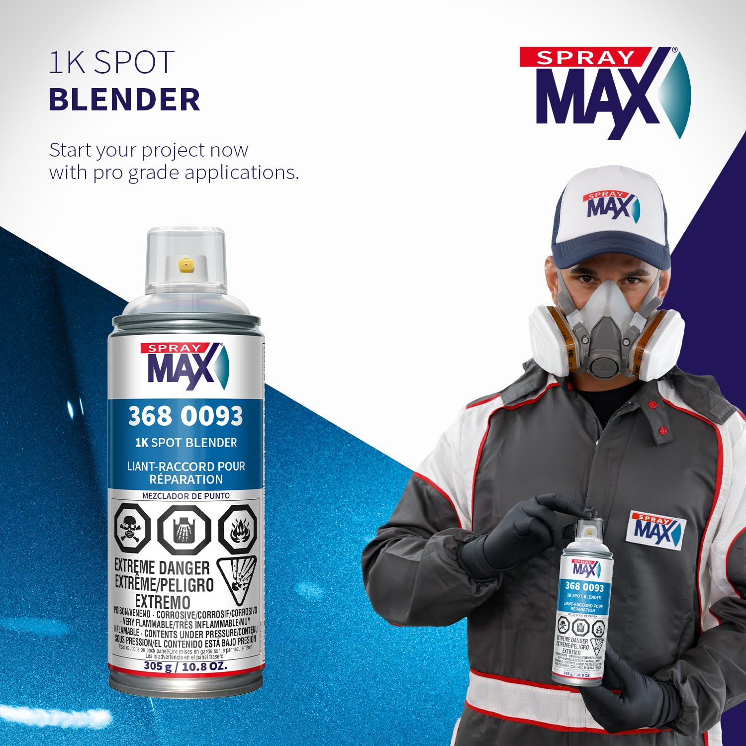 SprayMax 1K Spot Blender Clear supports precise refinishing projects.