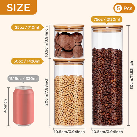 Spreccio airtight bamboo lids seal glass jars to keep contents fresh.
