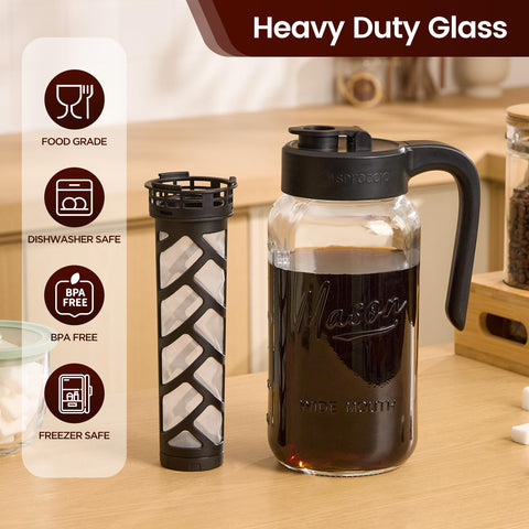 Spreccio dishwasher-safe glass pitcher with cleaning brush included