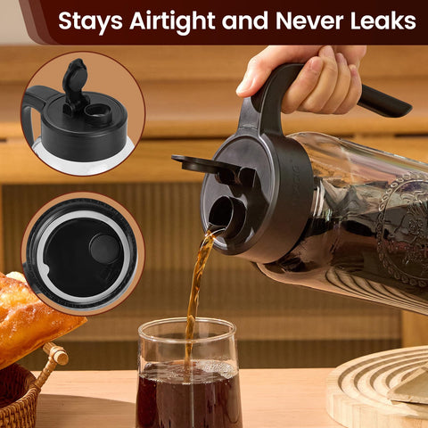 Spreccio leakproof storage pitcher for fridge, counter, or pantry