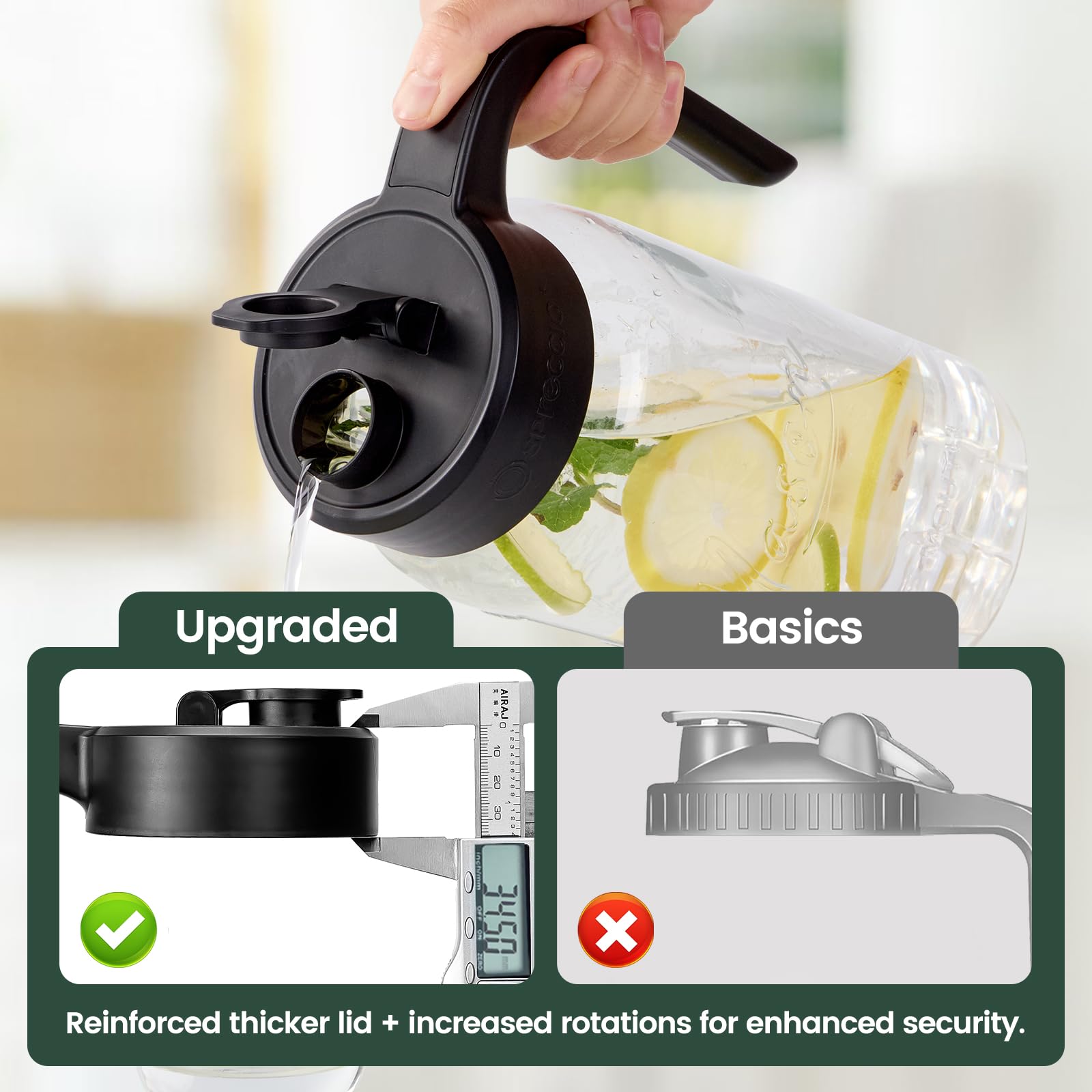 Dishwasher-safe Spreccio mason jar pitcher for quick cleanup
