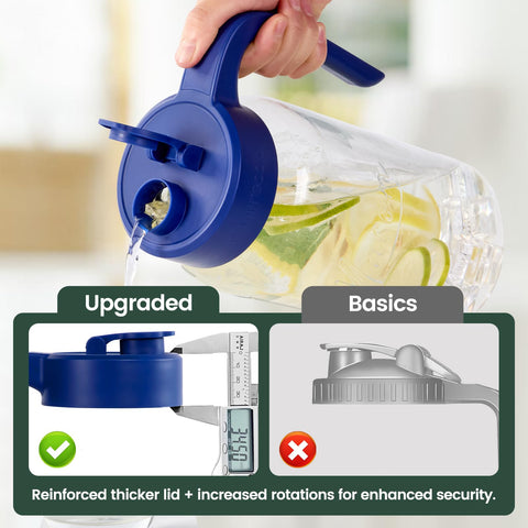 Spreccio Mason Jar Pitcher flip-cap lid prevents leaks during pouring.