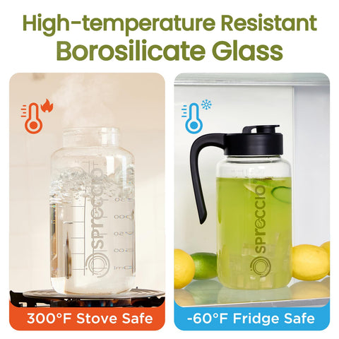 Spreccio pitcher ergonomic handle enables easy pouring even when full.