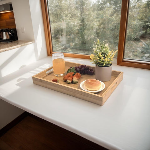 Sprieny mortise and tenon tray offers sturdy construction for daily use.