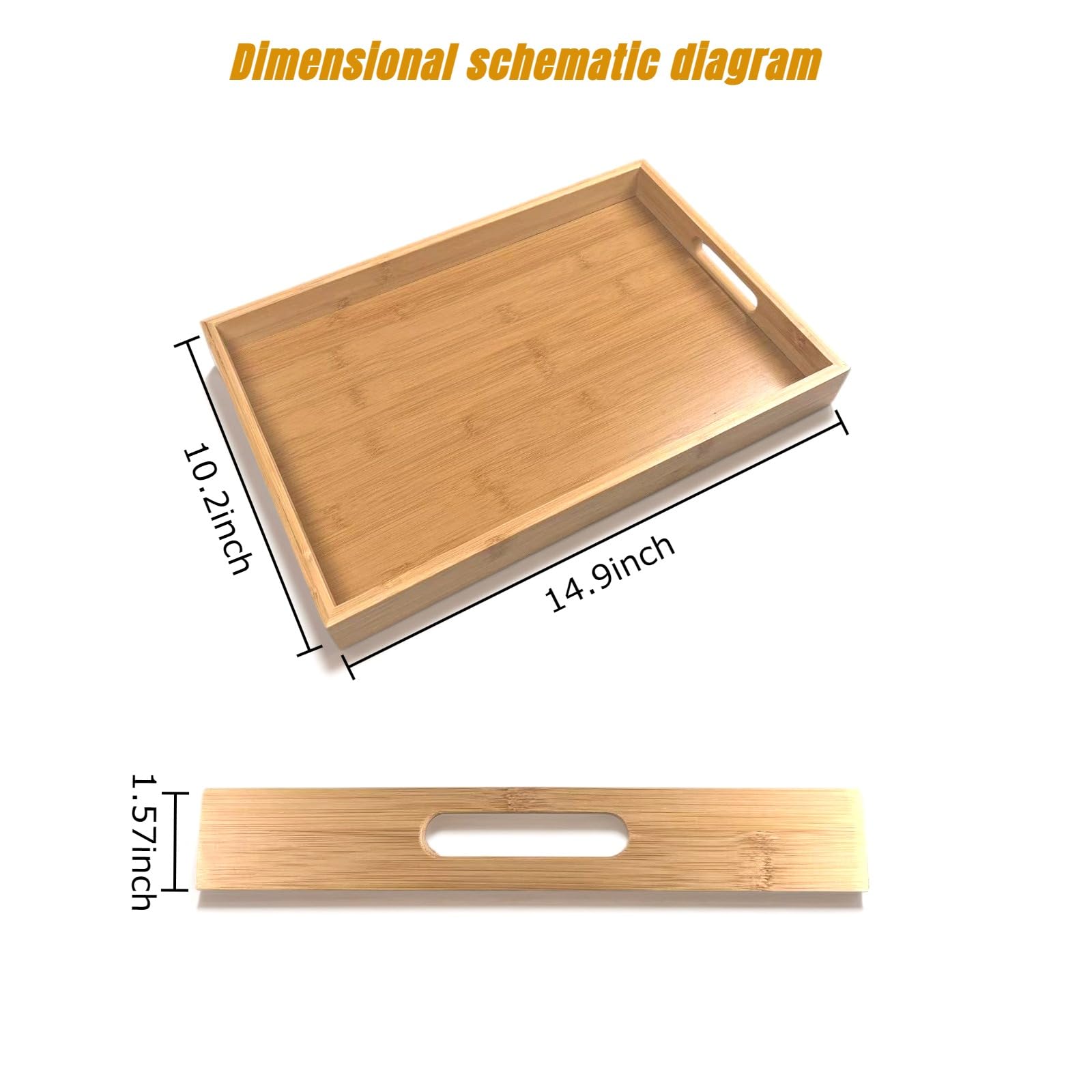 Sprieny rectangular tray in natural color enhances table settings.