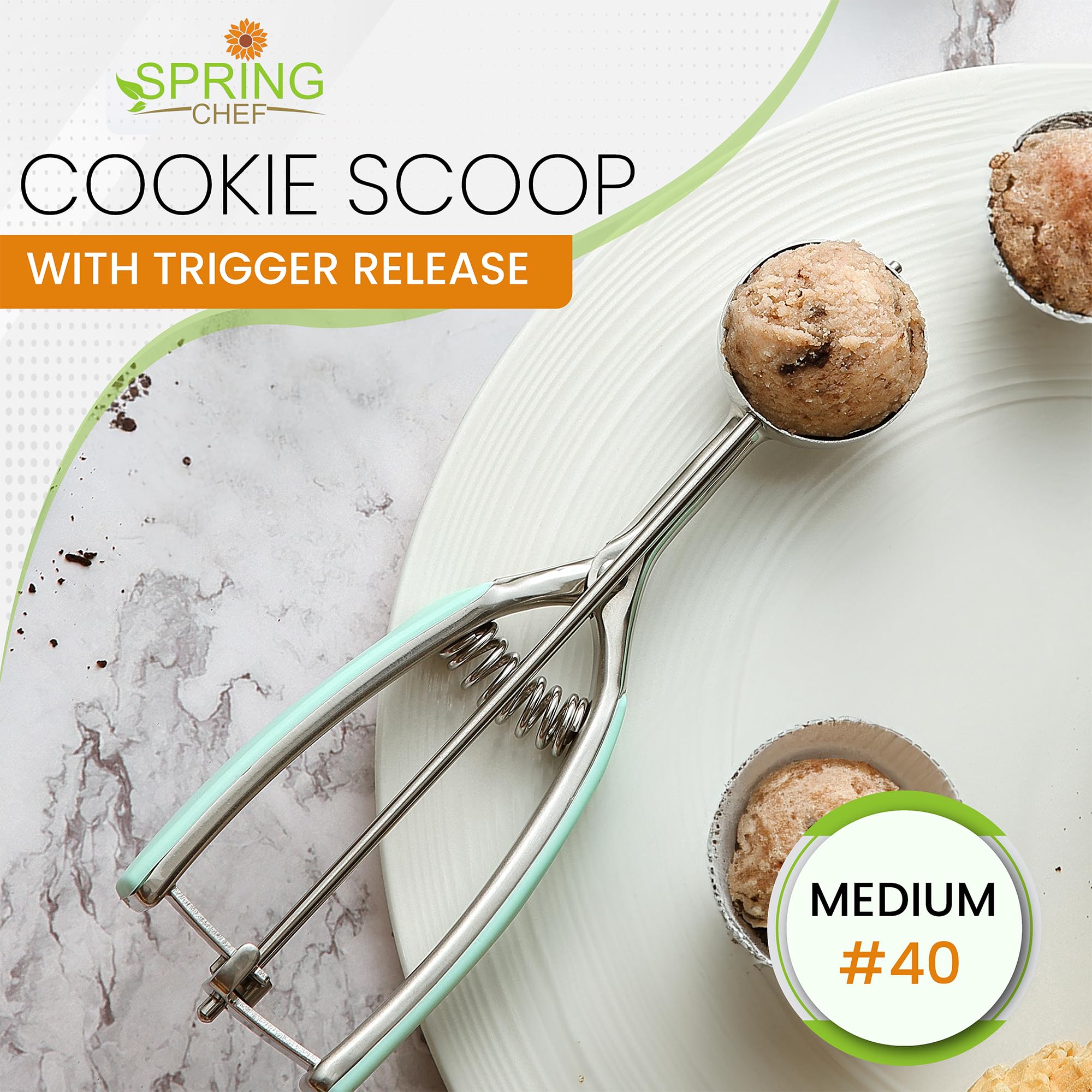 Spring Chef 1.7 tablespoon scoop yields consistent portions.