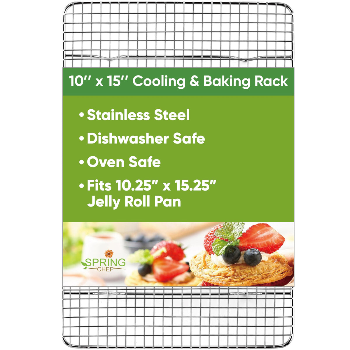 Spring Chef cooling rack oven-ready for crisping and cooling batches