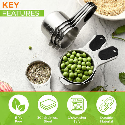 Spring Chef 304 stainless steel measuring cups resist rust for lasting use