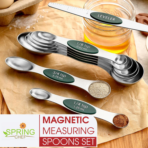 Spring Chef seven sizes 1/8 tsp to 1 tbsp in pine green