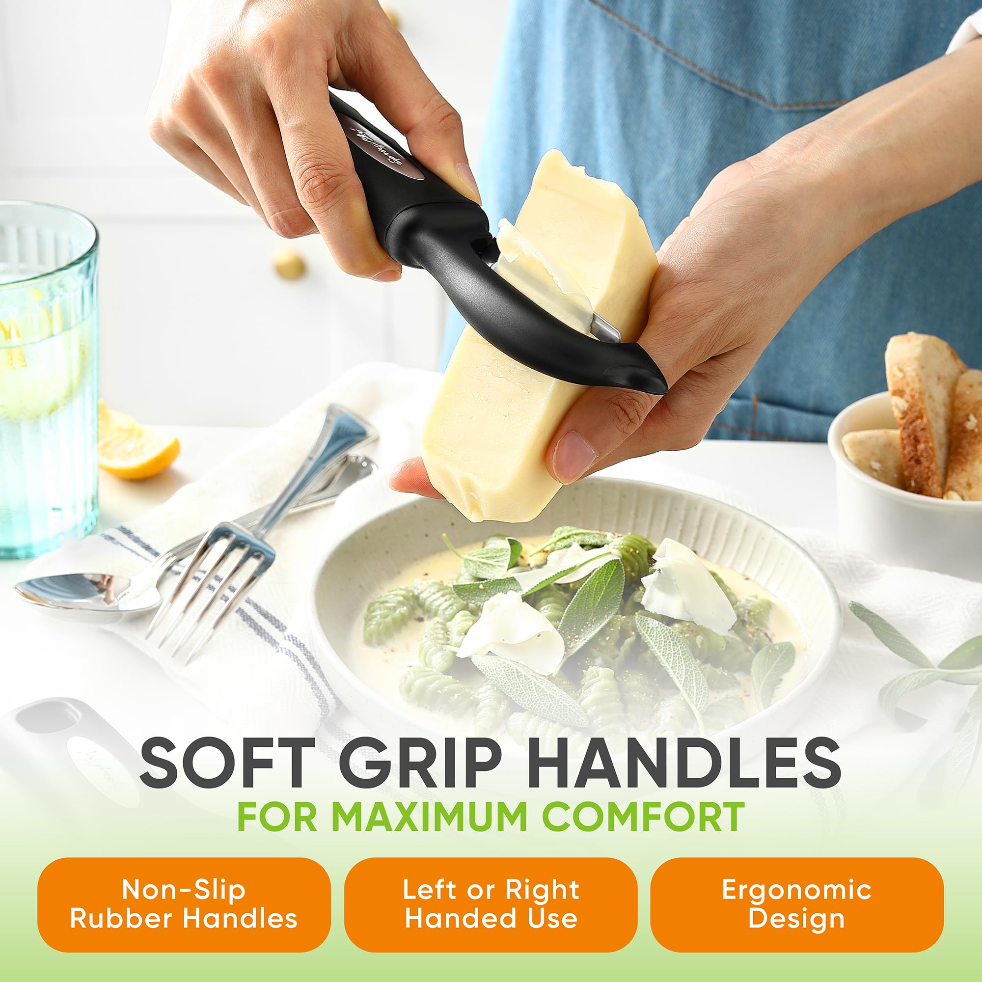 Spring Chef blemish remover built into peeler for neat prep.