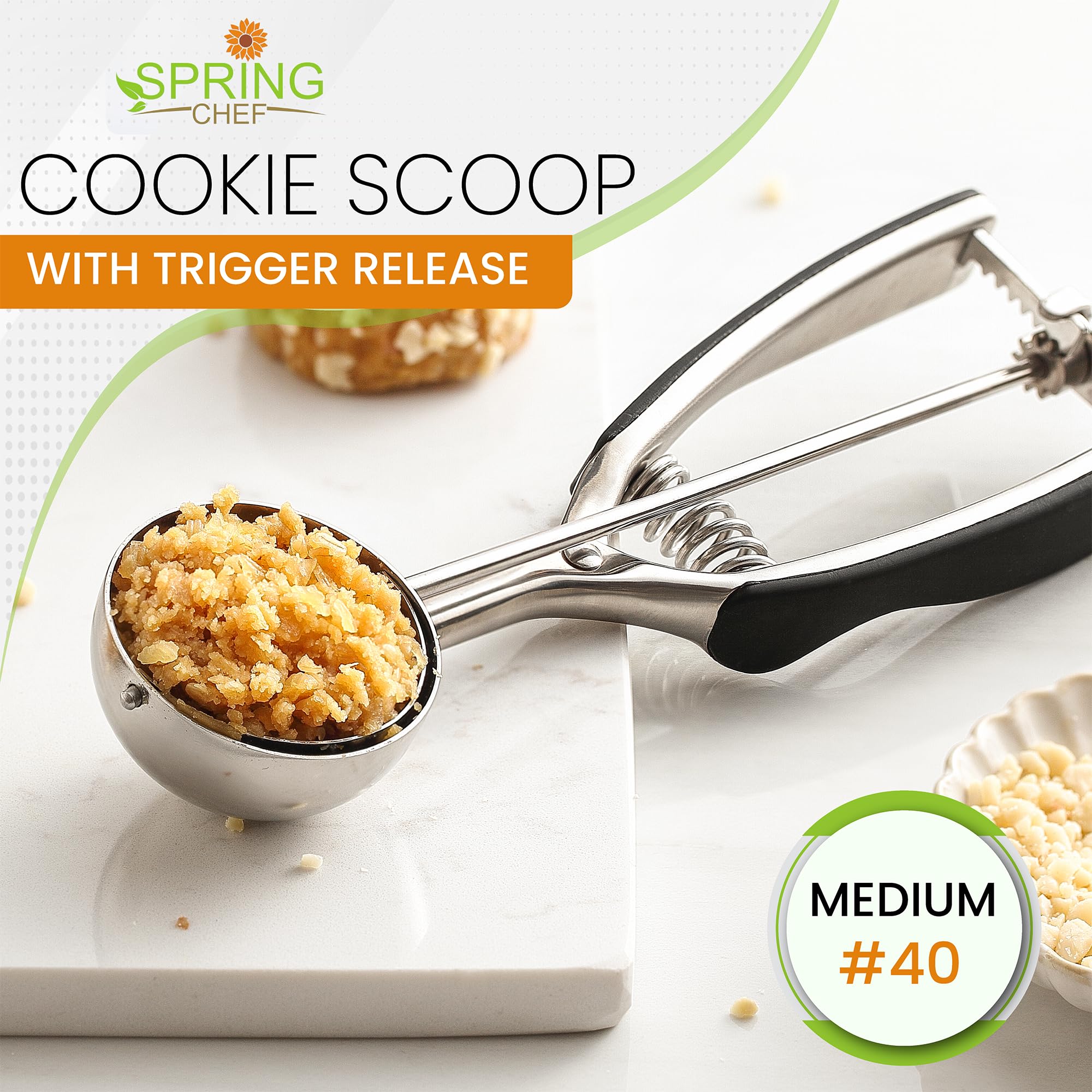 Spring Chef size-40 offers consistent 1.7 Tbsp portions for uniform cookies.