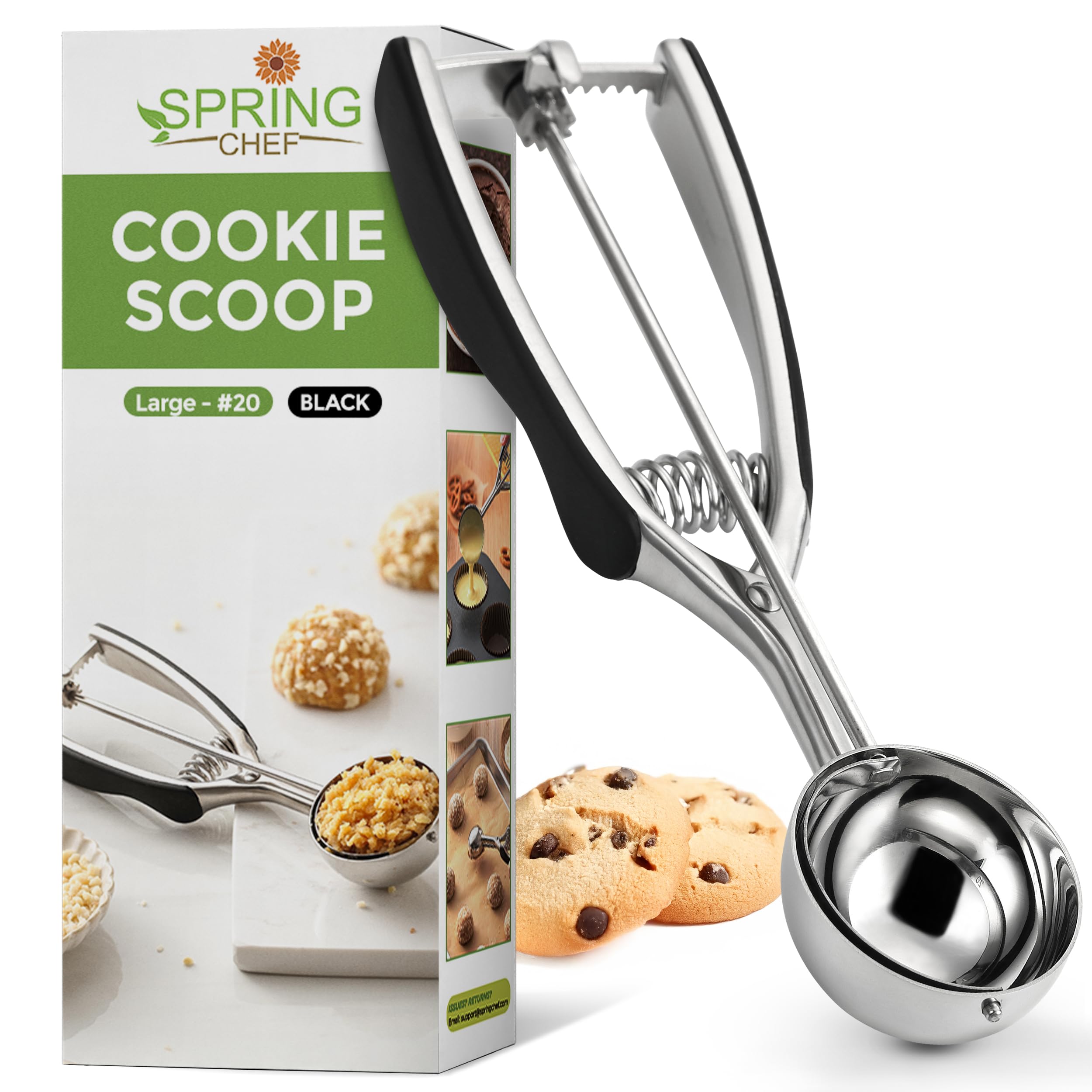 Spring Chef cookie scoop with trigger release for uniform, bakery-quality cookies.