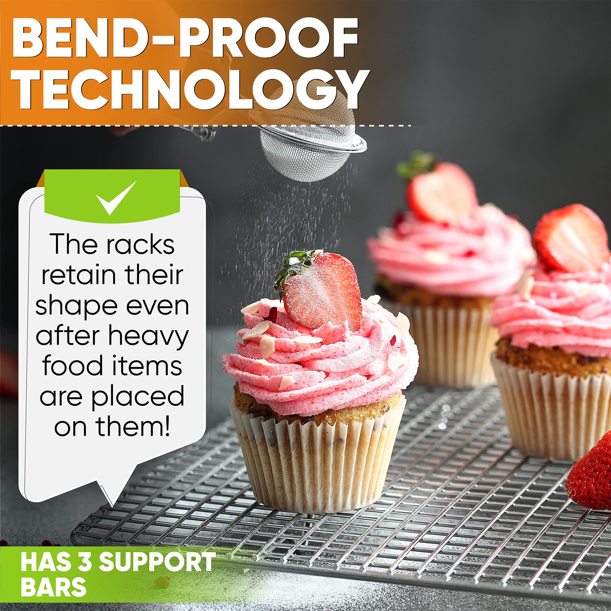 Spring Chef cooling rack in oven safe up to 575°F.