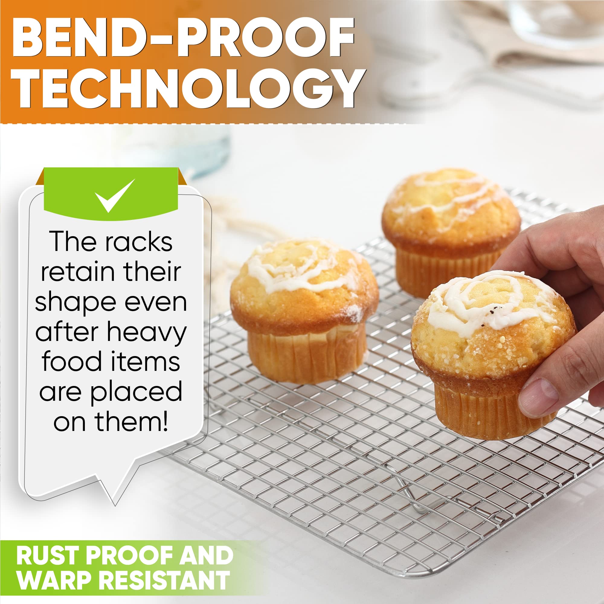Spring Chef rack cools freshly baked bread evenly, preventing soggy bottoms