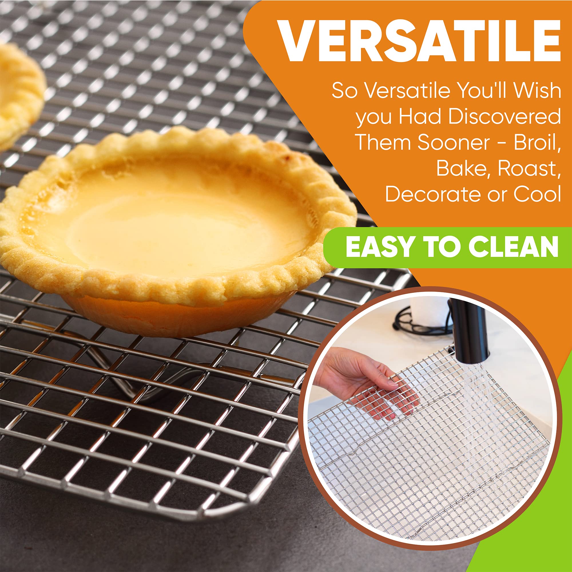 Spring Chef cooling rack with raised feet promotes optimal airflow for crisp results