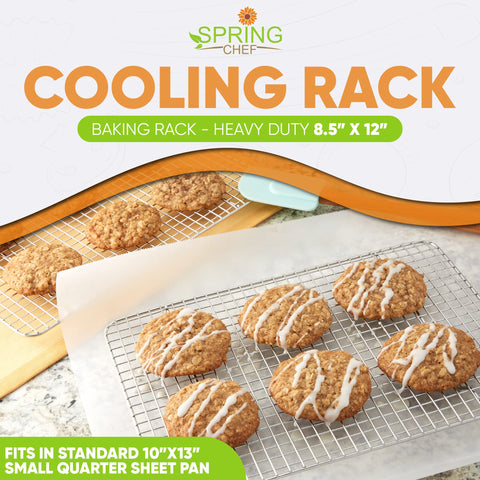 Spring Chef cooling rack fits small quarter sheet pans for versatile baking