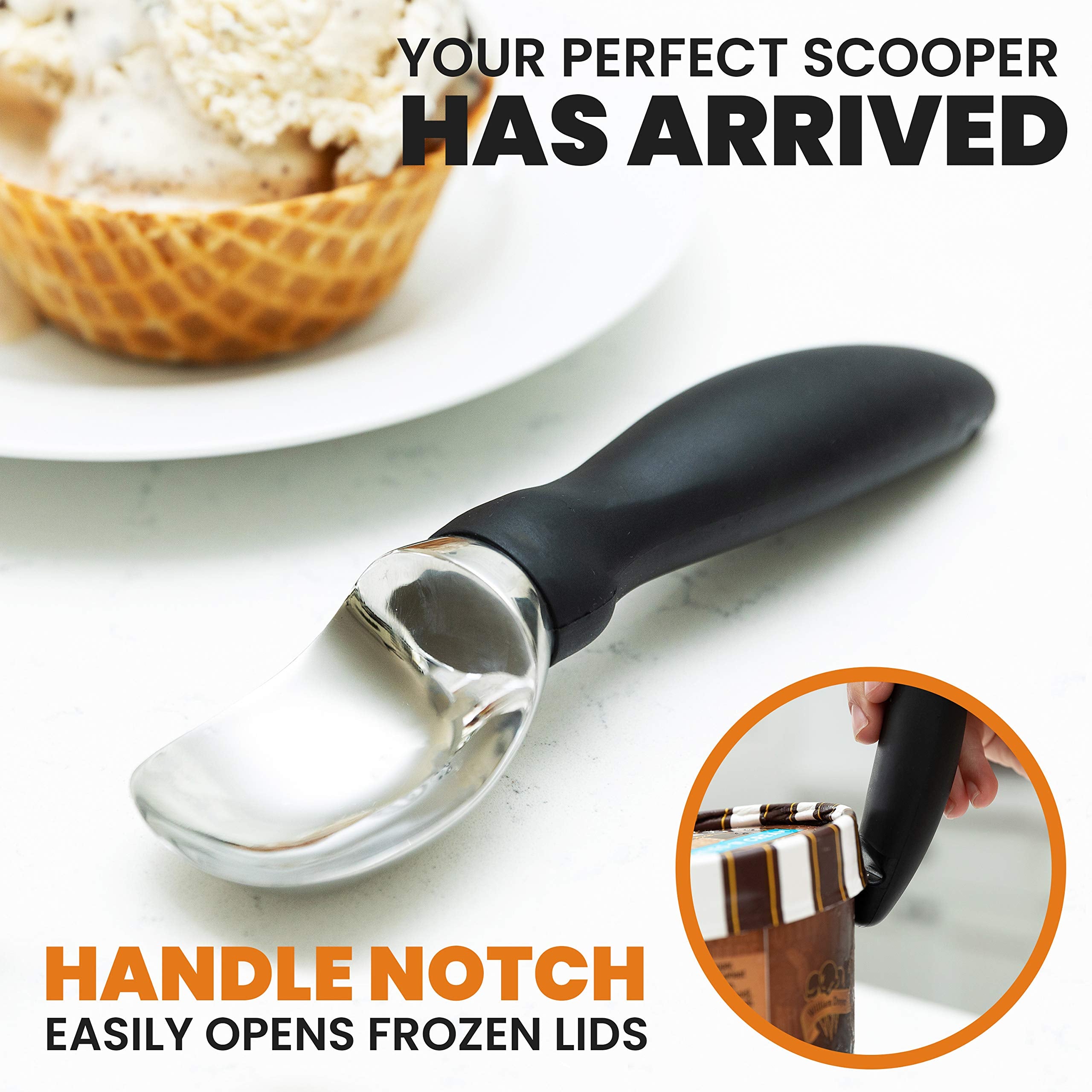 Spring Chef curved scoop design creates smooth curls for perfect scoops.