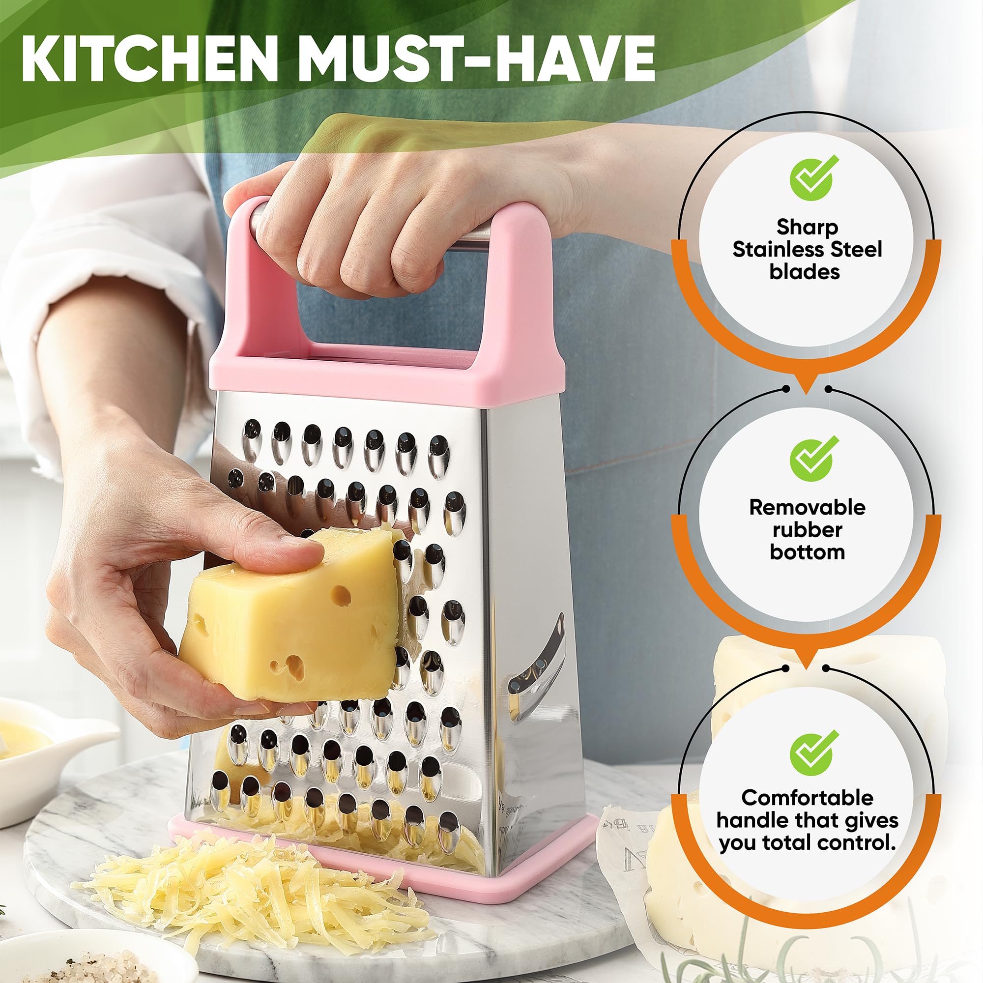 Spring Chef dishwasher-safe grater for quick cleanup after meal prep.