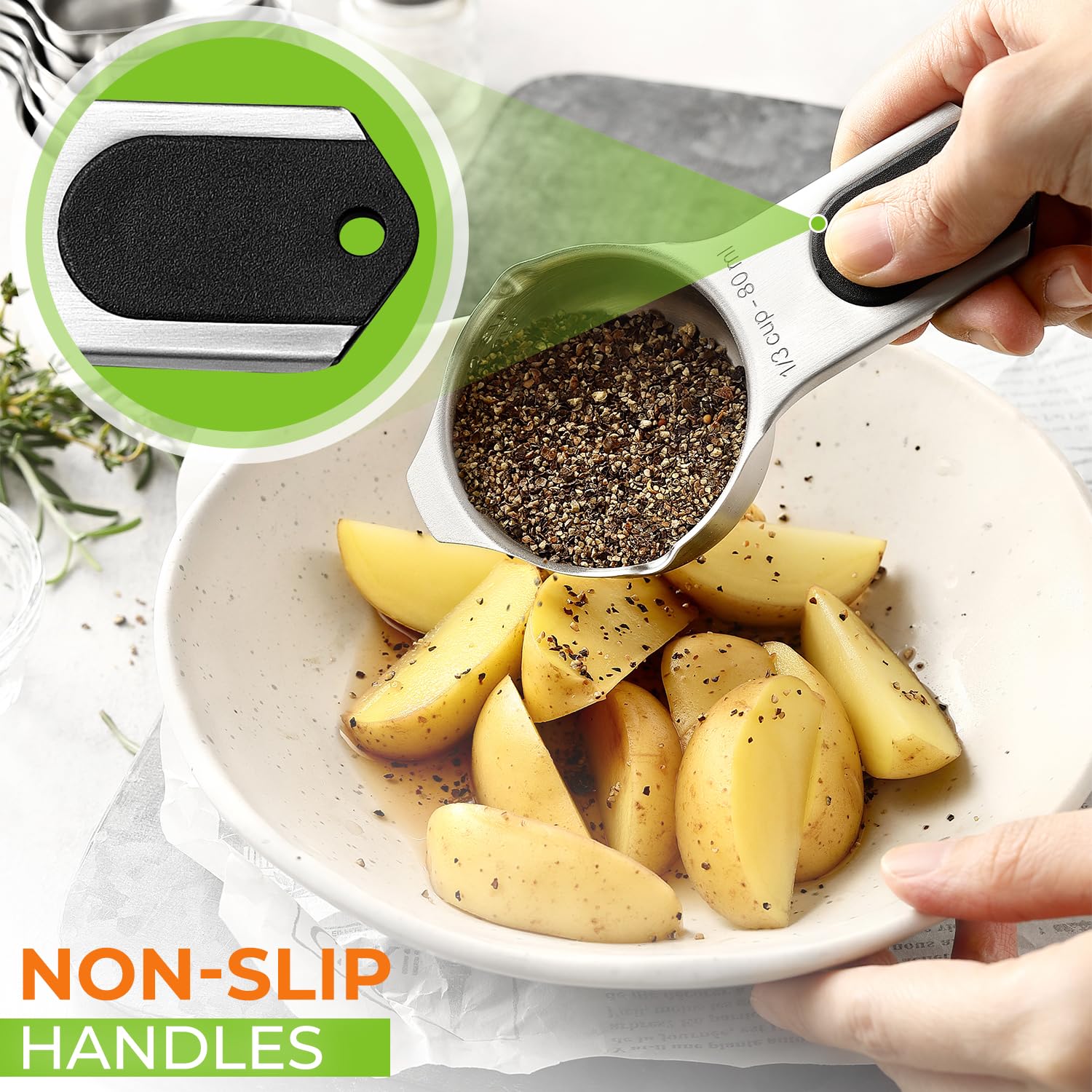Spring Chef dishwasher-safe measuring cups for simple cleanup