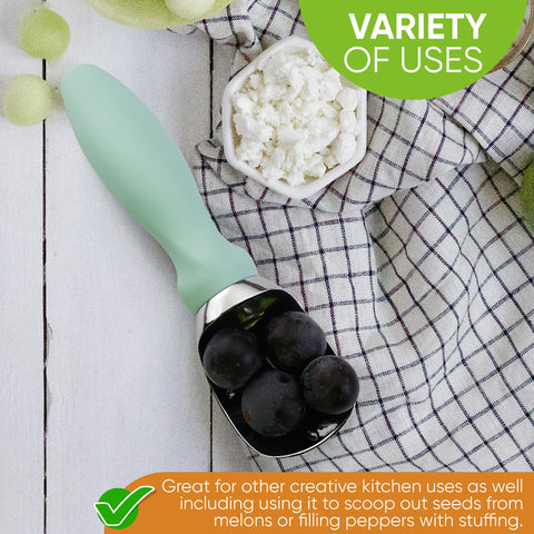 Spring Chef dishwasher-safe scoop cleans easily after dessert prep.