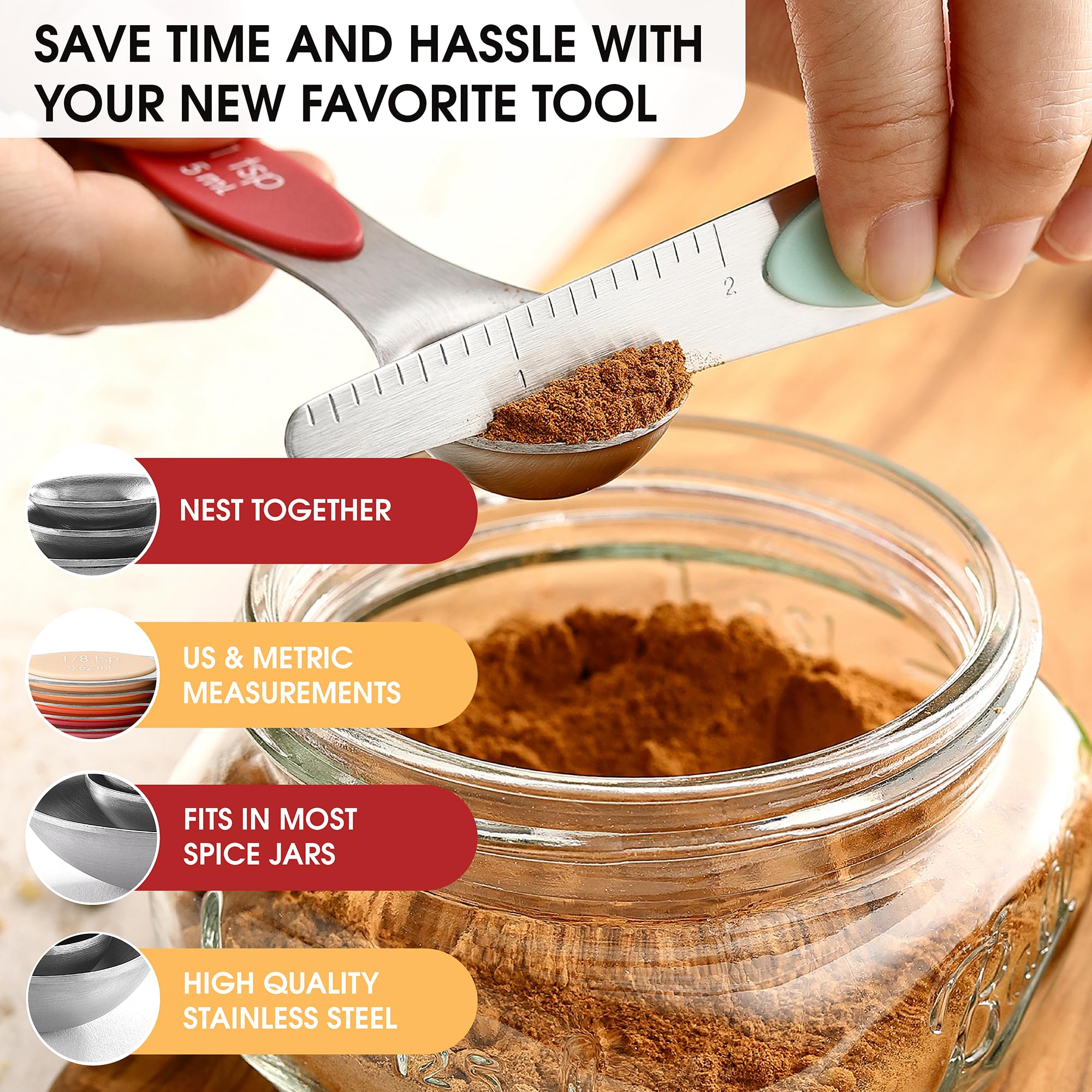 Spring Chef dishwasher-safe spoons simplify cleanup after cooking.