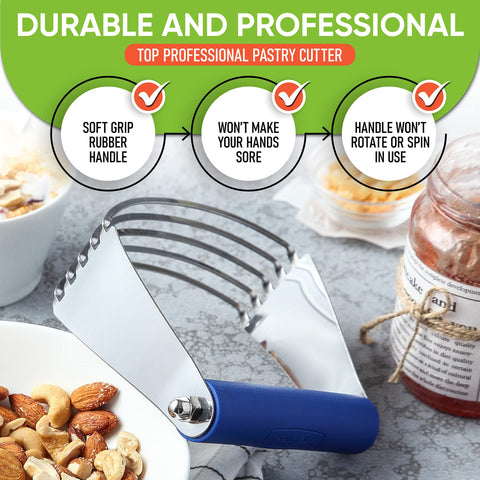 Spring Chef Large Dough Blender – Sapphire, Thick Blades, Stainless Steel, Dishwasher Safe
