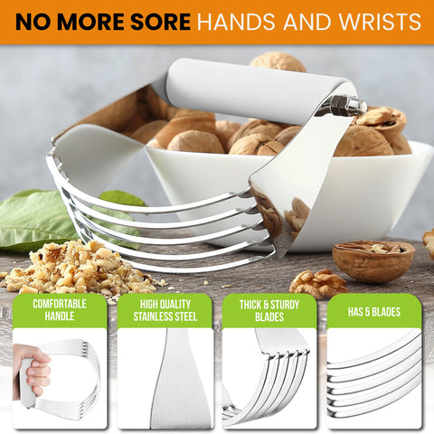 Spring Chef dough blender ergonomic handle supports comfortable, extended use.