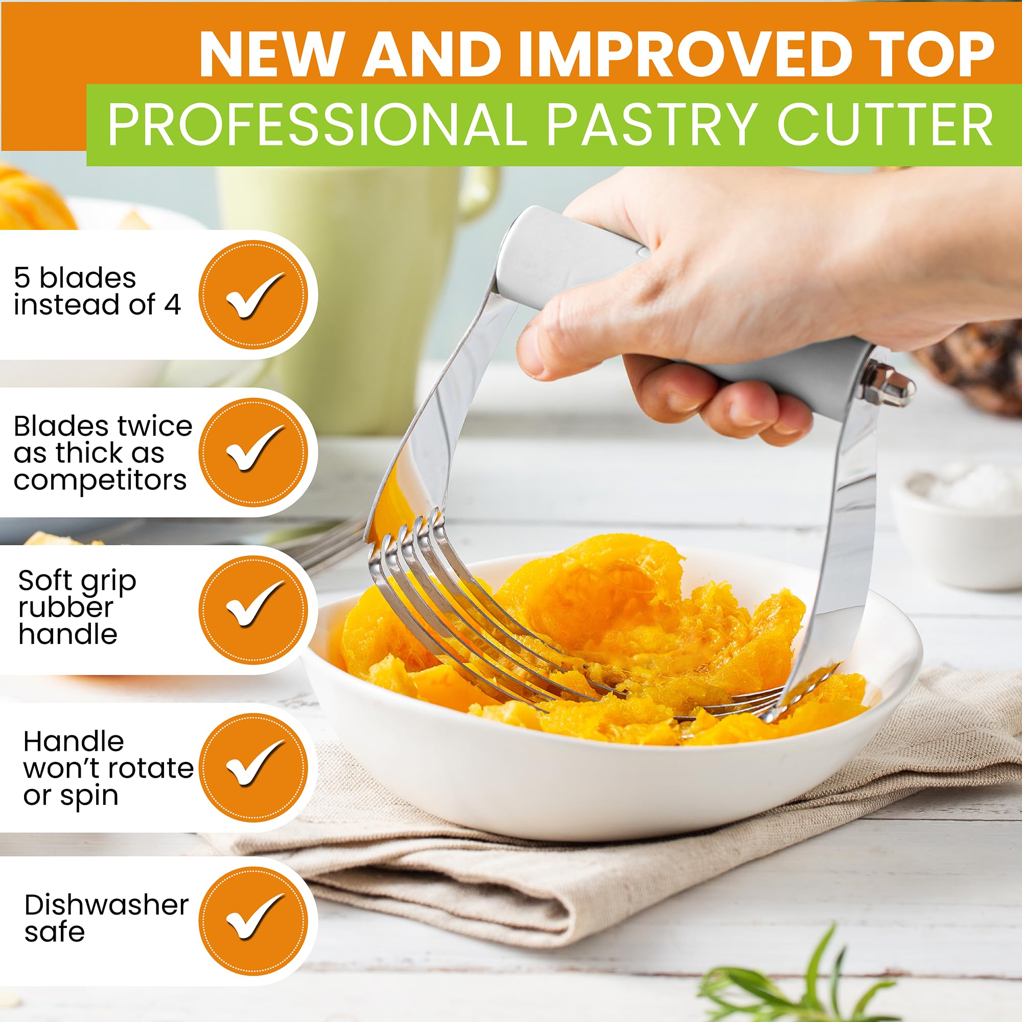Spring Chef dough blender improves pie crust texture with crisp layers.