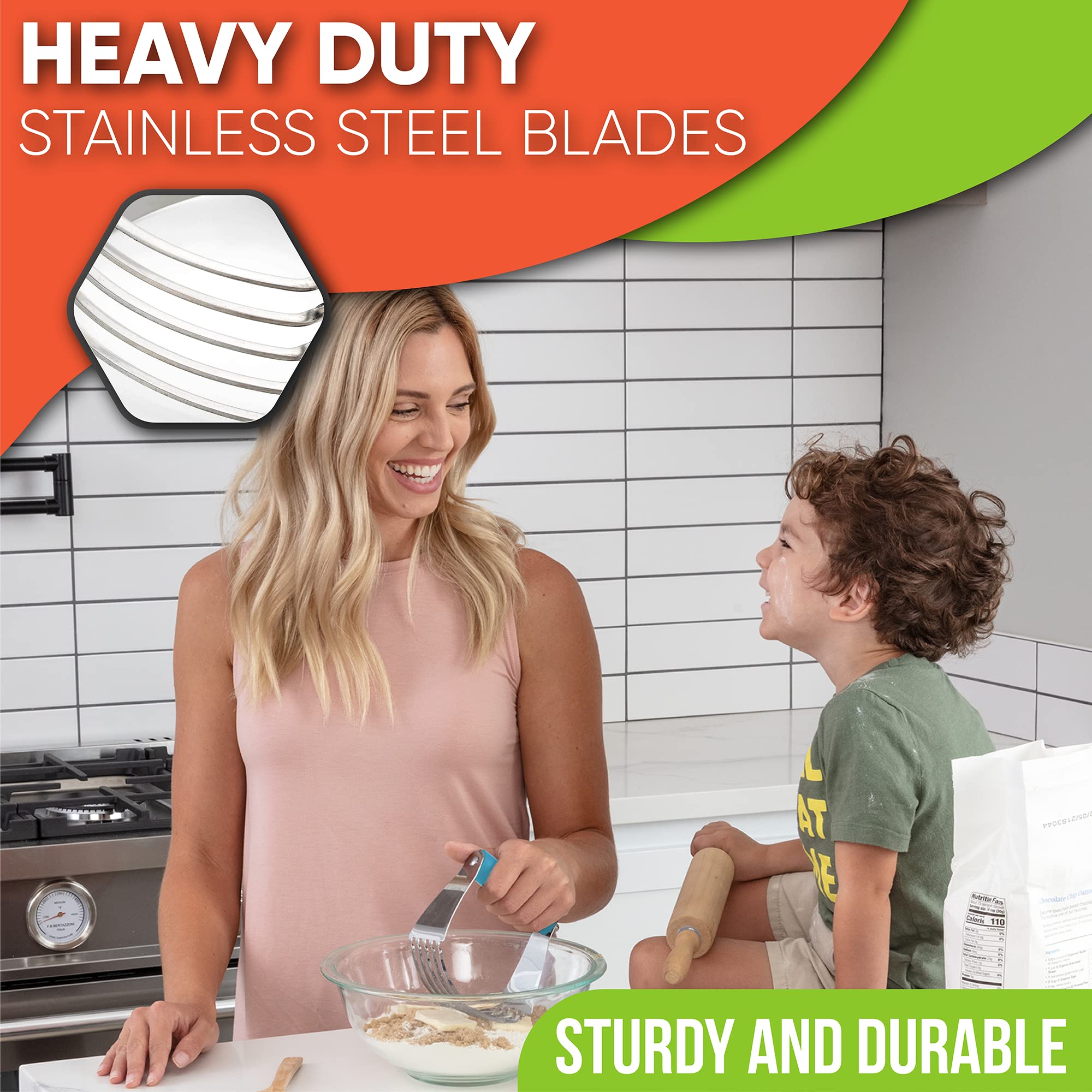 Spring Chef dough blender soft-grip-handle reduces hand fatigue.