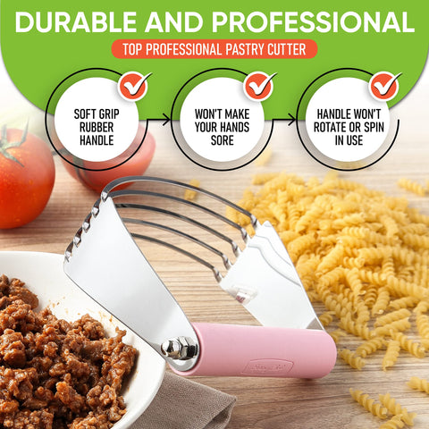 Spring Chef dough blender soft-grip handle for comfortable long use.