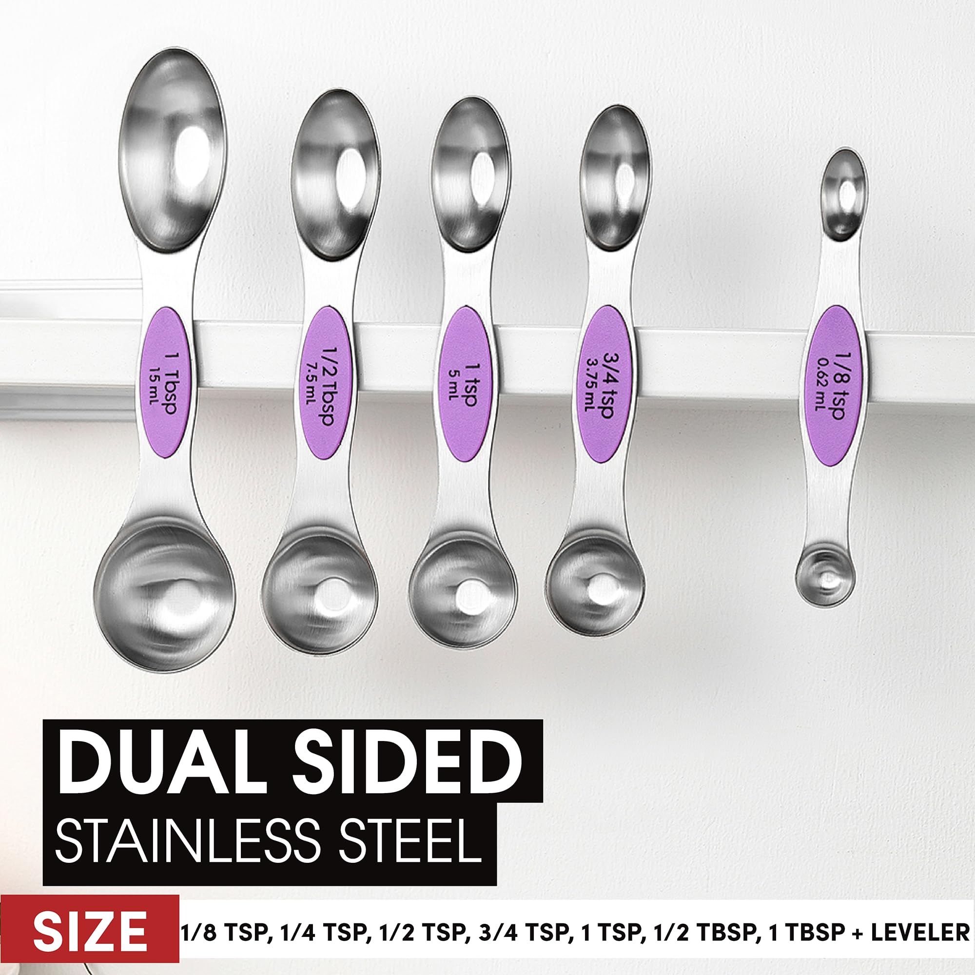 Spring Chef dual-ended measuring spoons ensure dry and liquid accuracy.