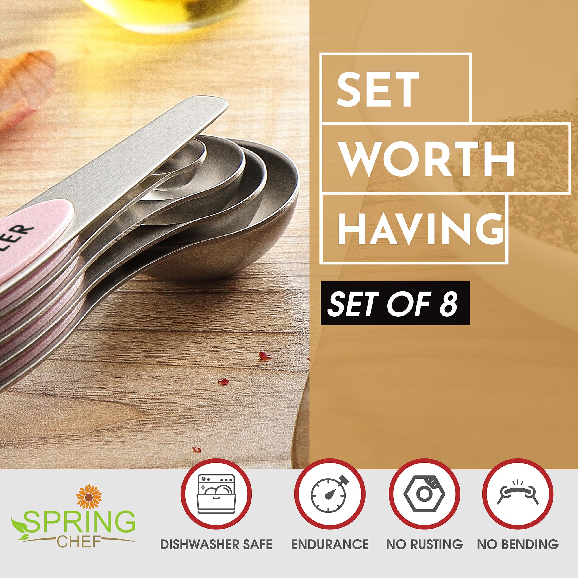 Spring Chef dual-ended spoon for liquids delivers clean pours.