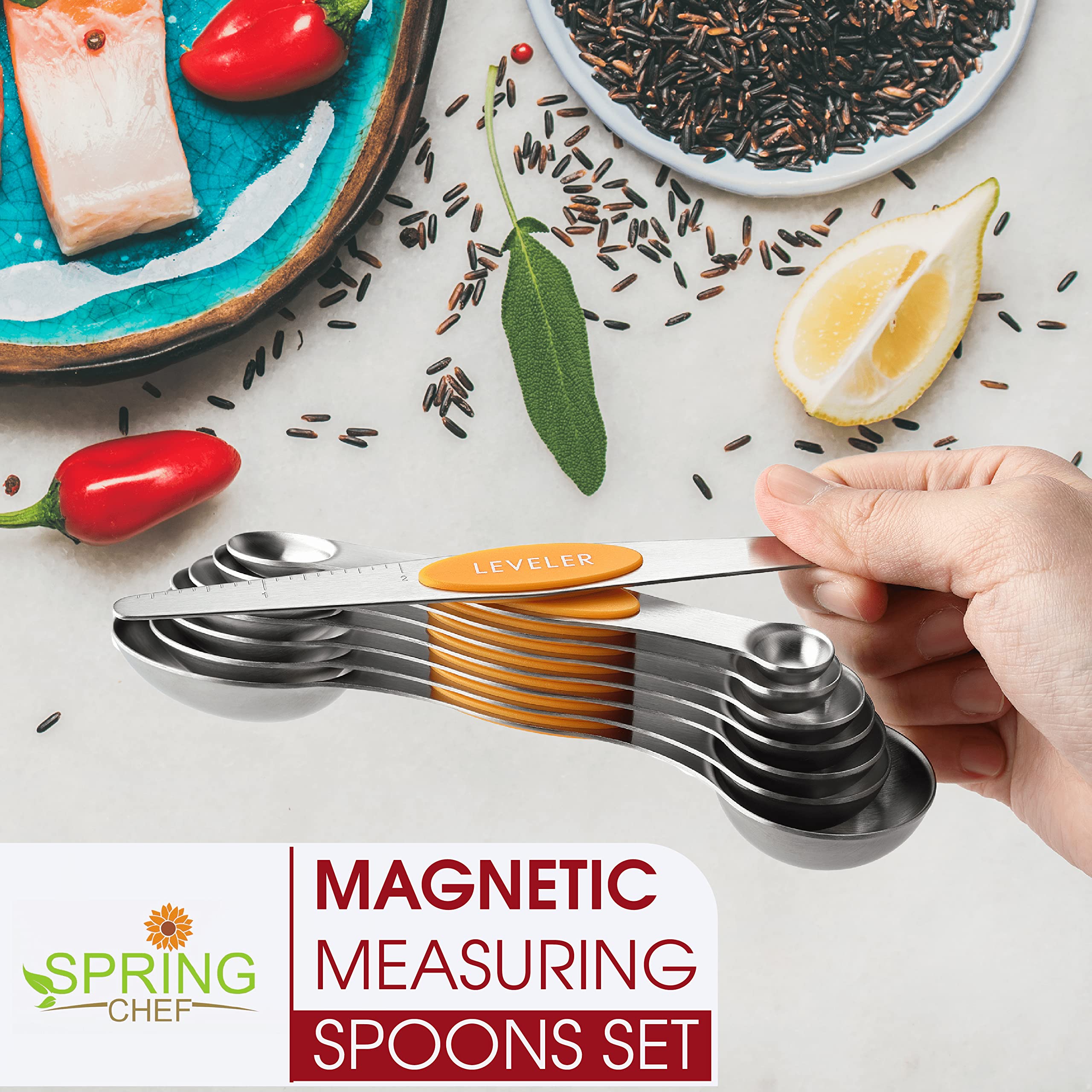 Spring Chef dual-sided spoons with narrow oval end fit spice jars