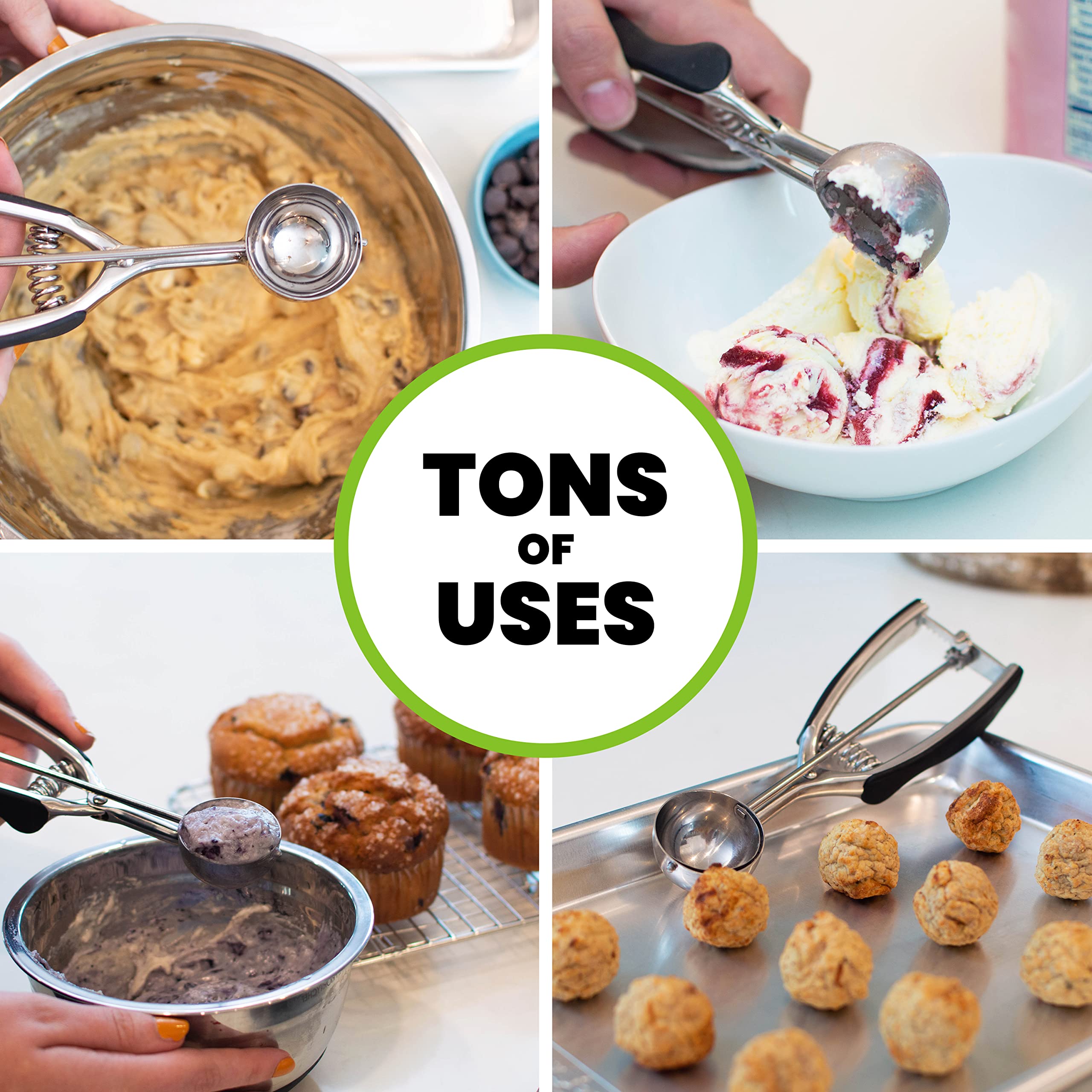 Spring Chef small cookie scoop creates consistent batches.