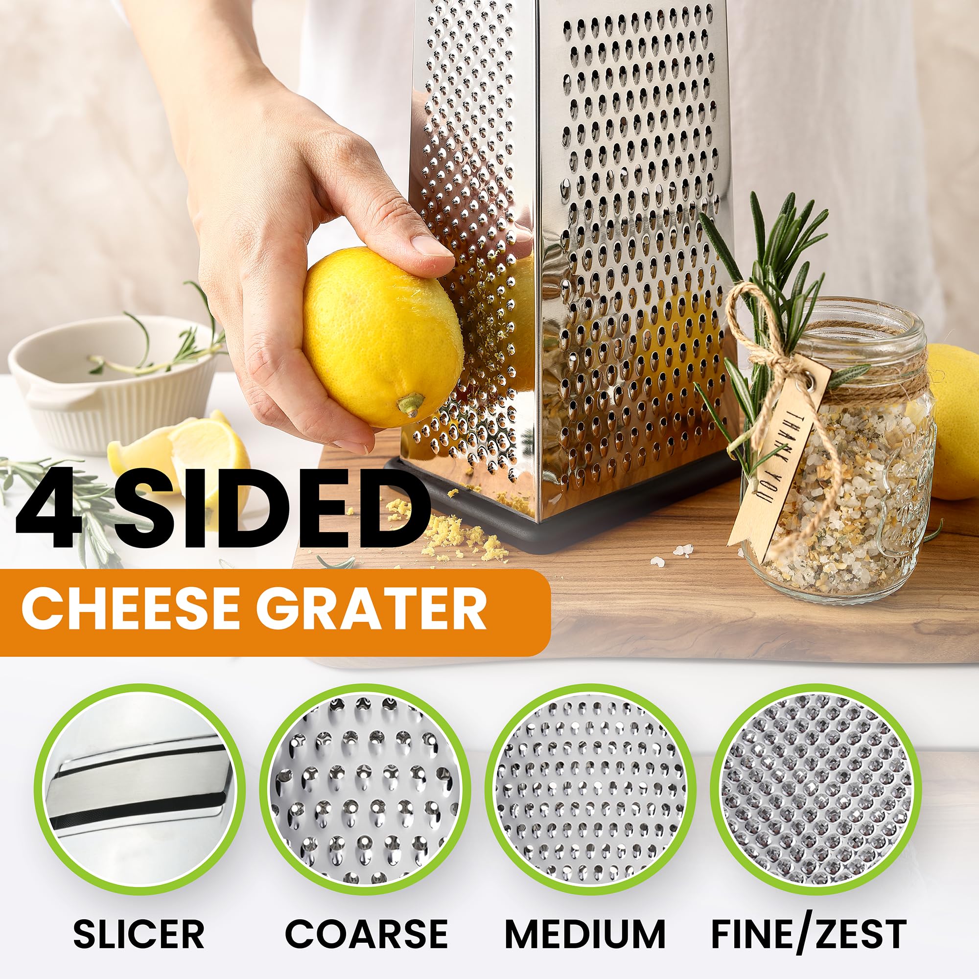 Spring Chef Fine Grating and Zester for citrus zest and fine cheese.