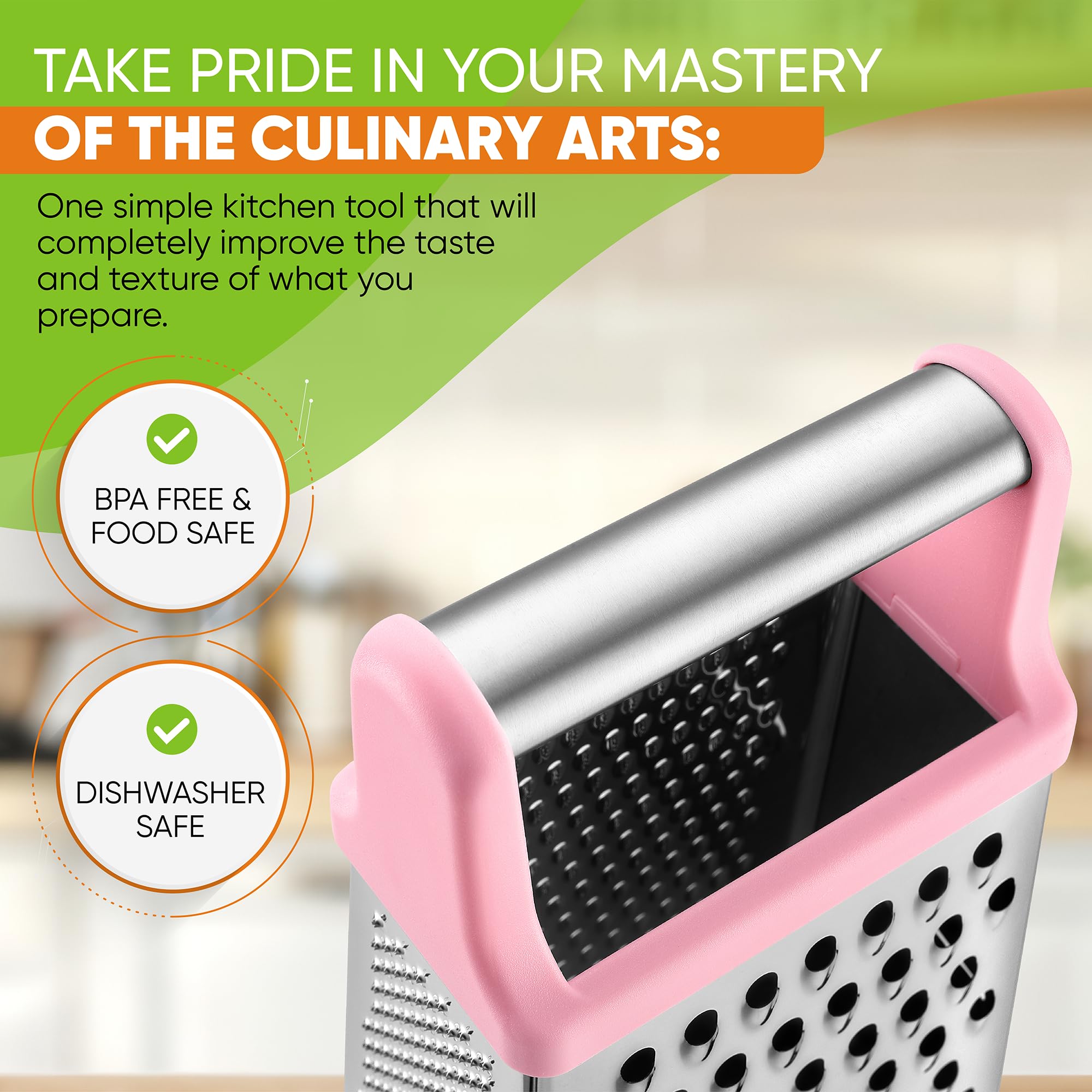 Spring Chef grater with zester and slicer for multi-use prep.