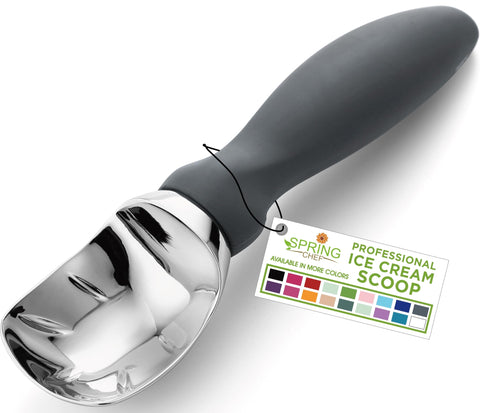 Spring Chef gray heavy-duty ice cream scoop for hard ice cream.