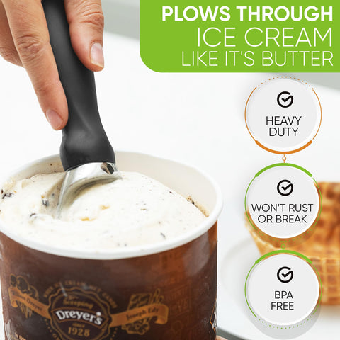 Spring Chef hard ice cream scoop glides through frozen desserts.