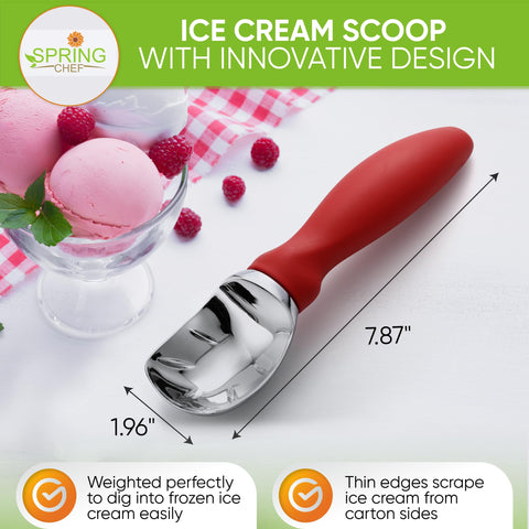 Spring Chef heavy-duty scoop showcases sturdy construction for tough frozen desserts