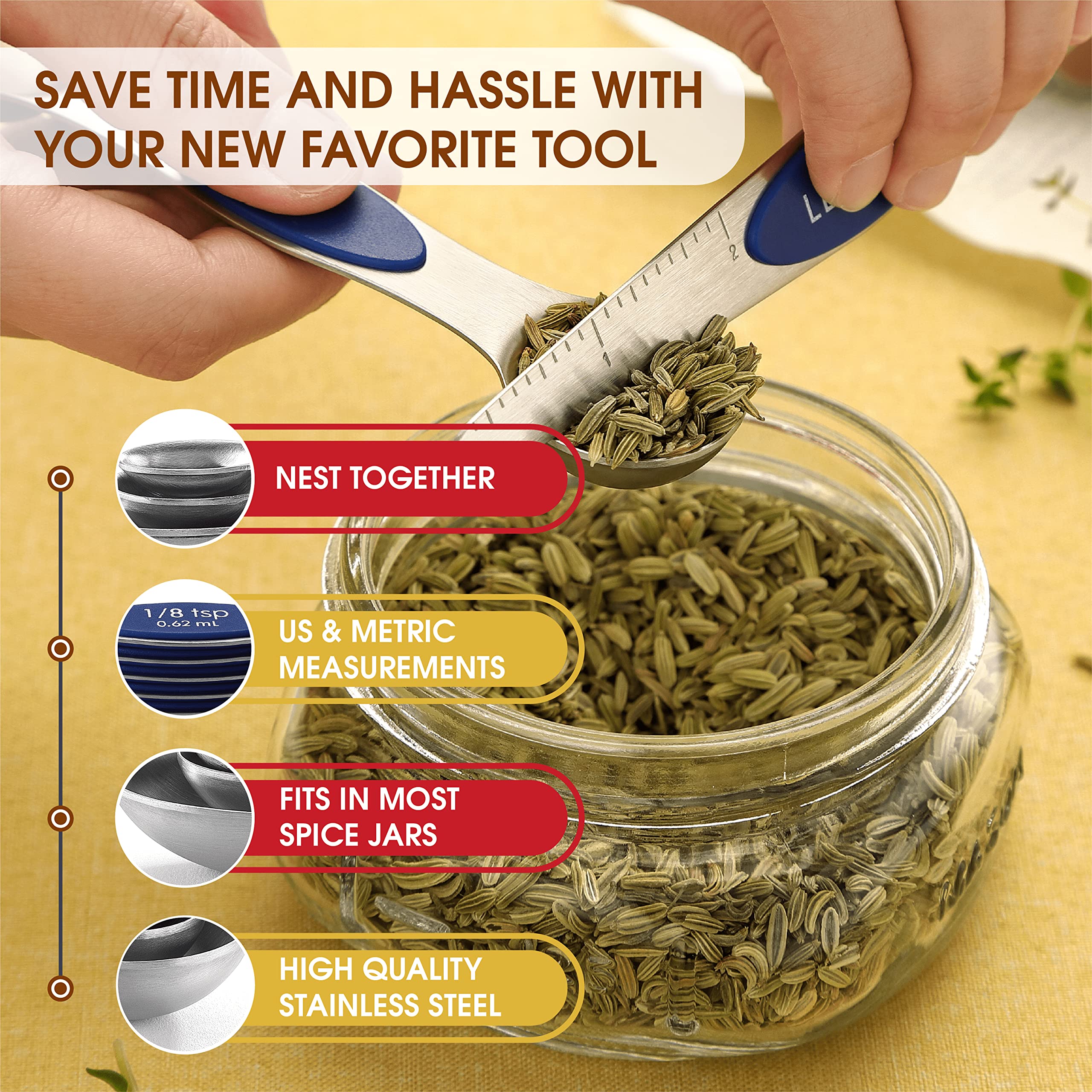 Spring Chef heavy-duty stainless steel spoons resist rust and bending.