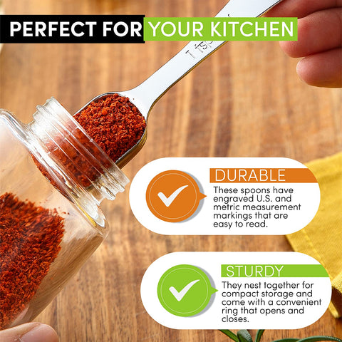 Spring Chef heavy-duty stainless steel spoons resist bending for repeated kitchen use.
