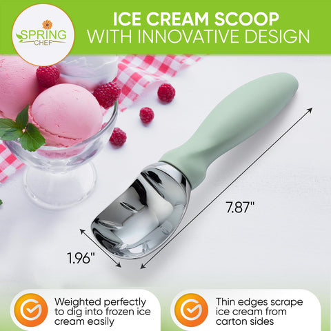 Spring Chef ice cream scoop curved design shapes perfect spheres.