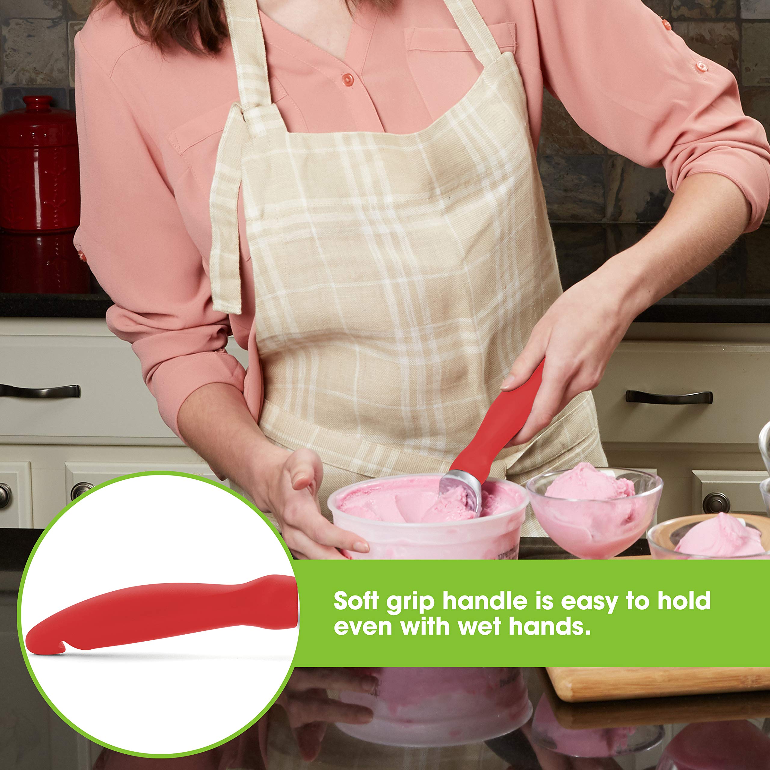 Spring Chef ice cream scoop curved-edge design creates perfect curls