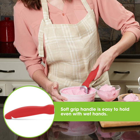 Spring Chef ice cream scoop curved-edge design creates perfect curls