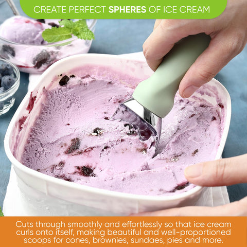 Spring Chef ice cream scoop digs into container corners easily.