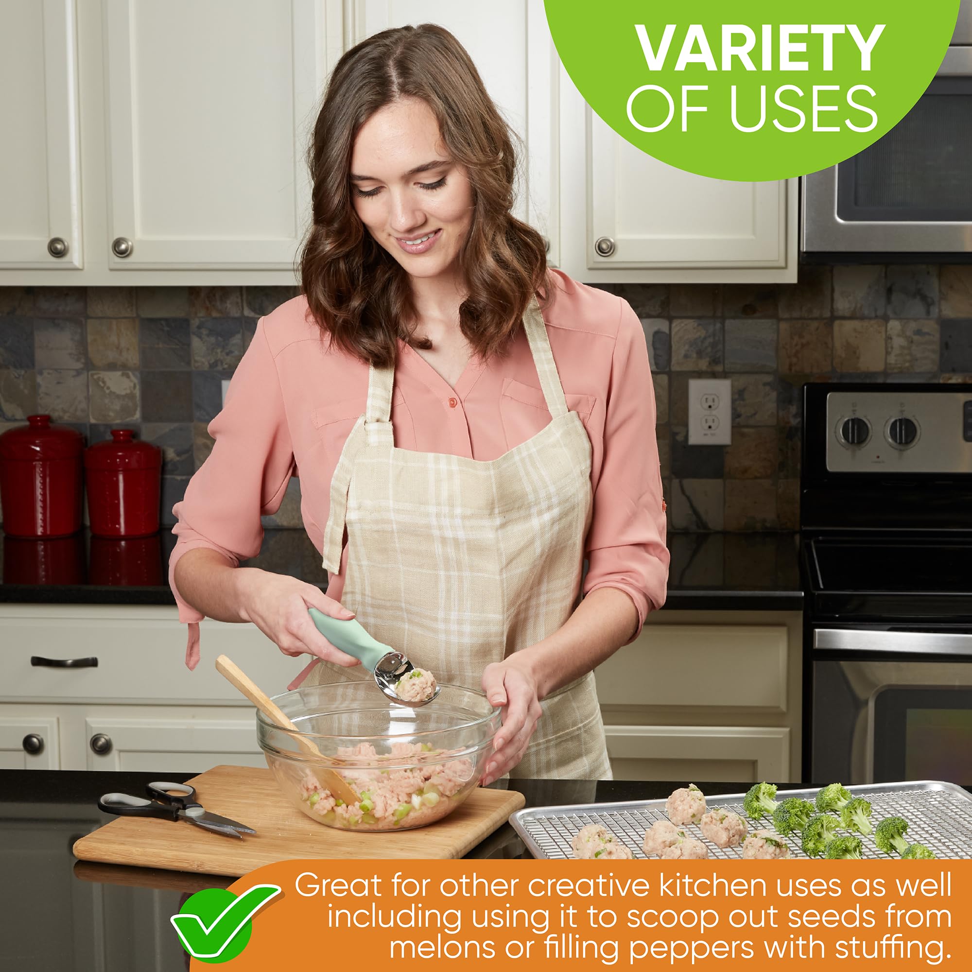 Spring Chef ice cream scoop glides smoothly through hard-packed ice cream.